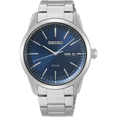 Мужские часы Seiko Solar SNE525P1 Корпус из нержавеющей стали Черный циферблат Водонепроницаемые