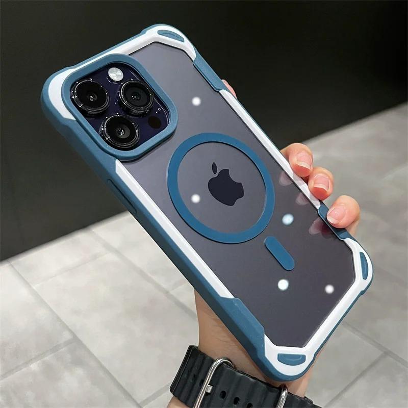 Роскошный прозрачный чехол для телефона Magsafe для iPhone 11, 12, 13, 14, 15 Pro Max Plus/Samsung S24, ультрамагнитный противоударный чехол-бампер с эффектом конфет