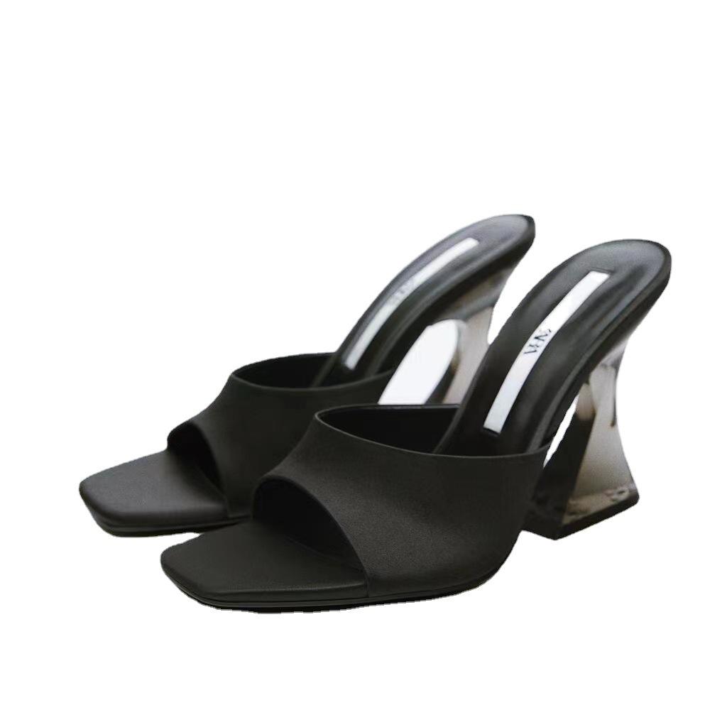 Comemore, летние женские зеленые туфли, прозрачные удобные зеленые сандалии на высоком каблуке, роскошные шлепанцы на каблуке для женщин