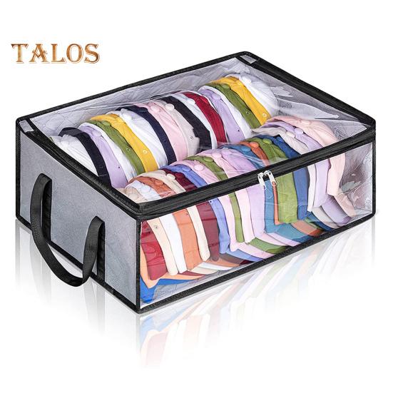 Hat Storage Bag Large Capacity Easy Access Holds 40 Baseball Caps Foldable with Sturdy Handles Transparent Hat Organizer Bag Home Use