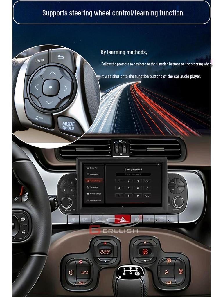Android Навигация CarPlay Экран для Fiat Panda (Модели 2013-2020 гг.)