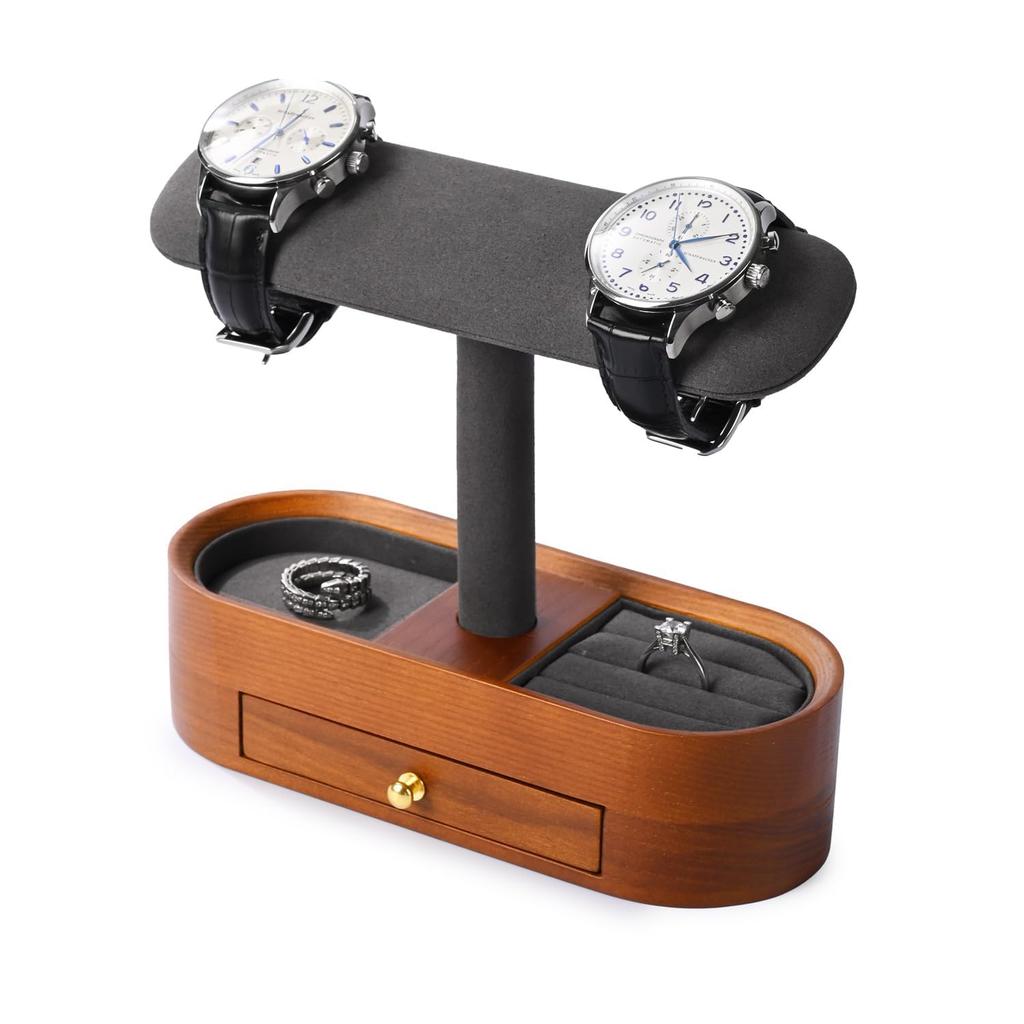 Oirlv Watch Stand, 2 Pieces, 4 Pieces, Wooden Display, Storage, Photography, Luxury, Stylish, Compatible with Eligible Bills SM21205 (Dark Gray)