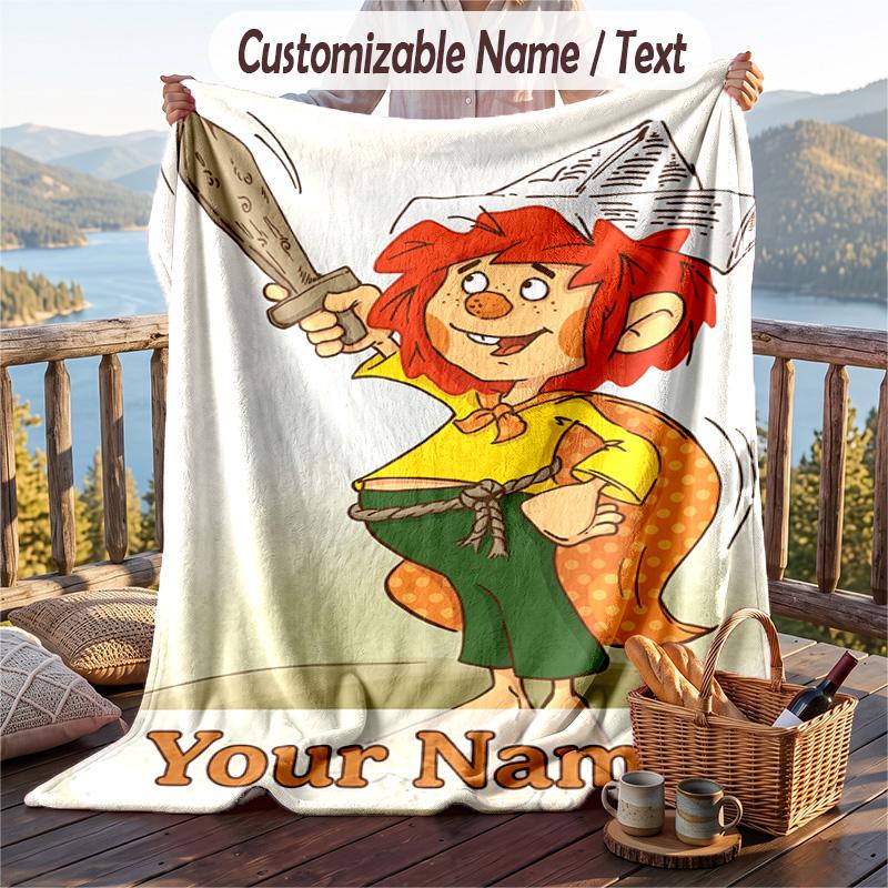 Custom Text Flannel Throw Blanket, Lightweight Cozy Bed Sofa BlanketPumuckl