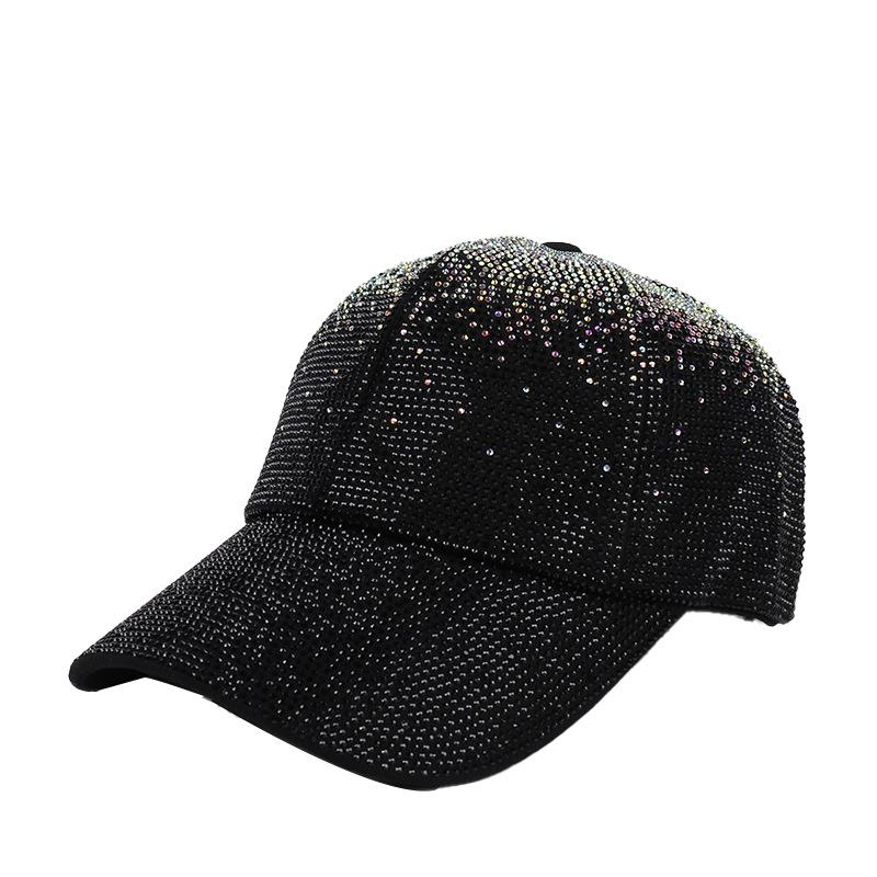 New light luxury full diamond contrasting color baseball cap sunscreen sun hat showing face small versatile rhinestone hat vacation hat