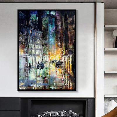 Абстрактные картины на холсте с изображением города, городской пейзаж в ночное время, постеры и принты, настенные художественные картины для гостиной, украшения дома, Куадрос