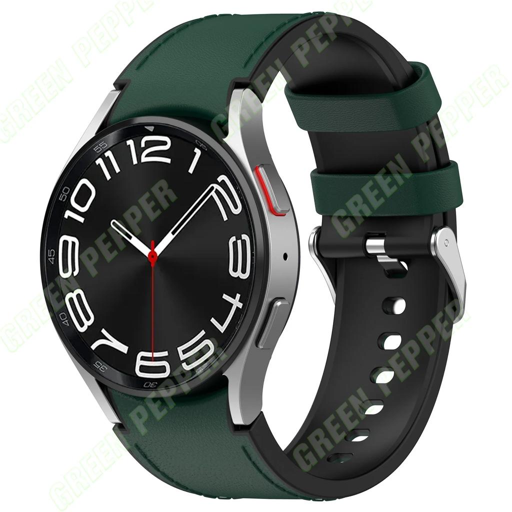 Кожаный силиконовый ремешок для Samsung Watch 6/5/4 40 44 мм 4/6 Classic 42 43 мм 46 47 мм Кожаный ремешок с зернистой поверхностью для Galaxy Watch 5pro 45 мм
