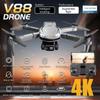 New V88 Drone 4K HD Dual Camera Aerial Photography Smart Hovering Remote Control Folding Aircraft Gift 360° Rolling RC Quadcopter Toy Children