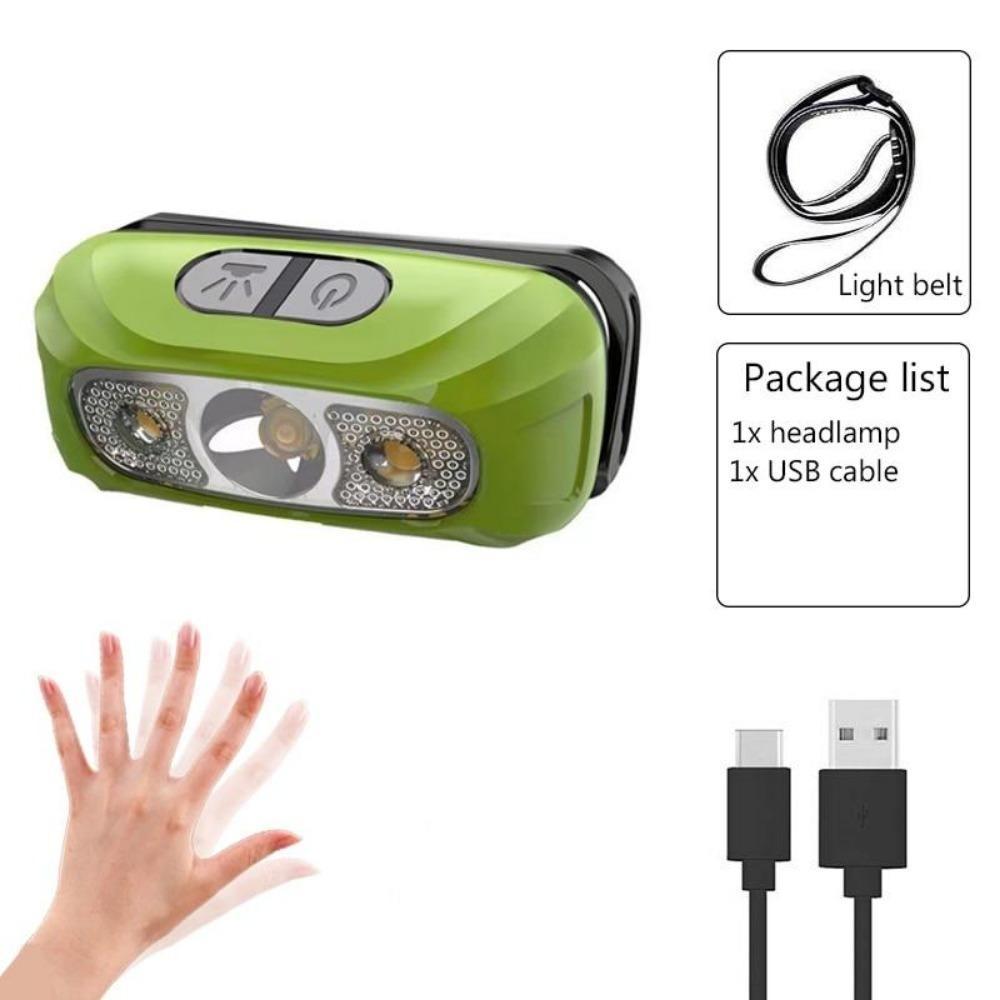 Светодиодный сенсорный налобный фонарь, новый USB-аккумулятор, мощный световой волнистый индукционный водонепроницаемый рыболовный налобный фонарь со встроенной литиевой батареей