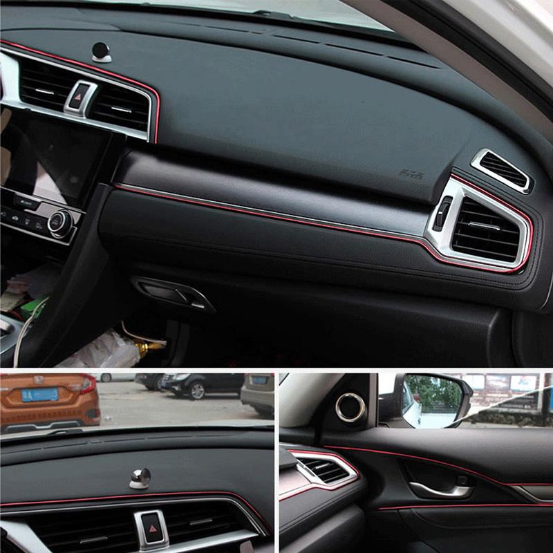 1pcs Car Moulding Decoration Flexible Strips Universal 5M Interior Auto Mouldings Car Cover Trim Dashboard Door Car-styling Red