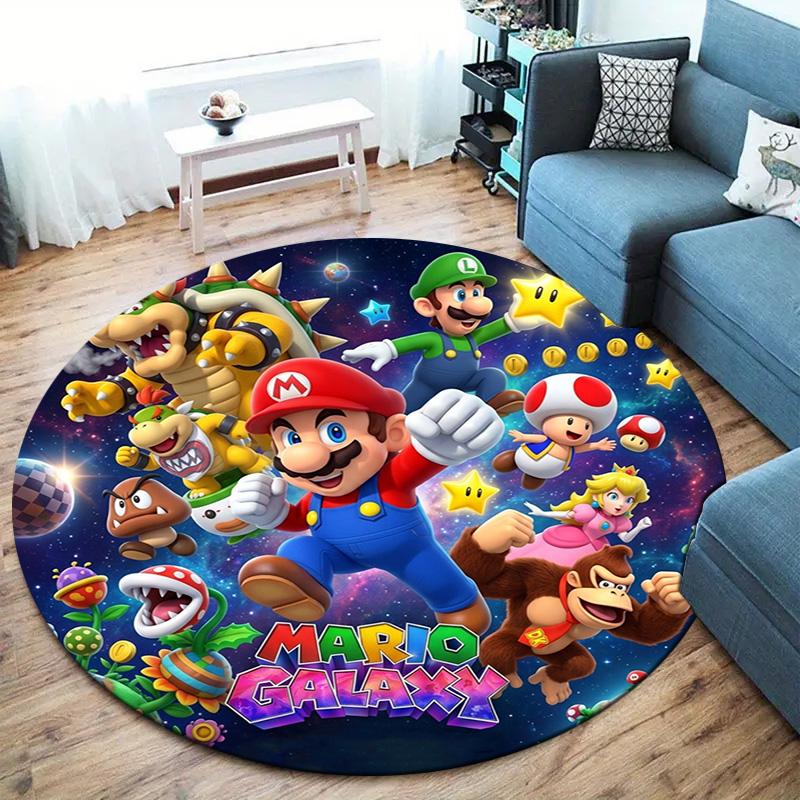 Super Mario Poster Round Area Rug Carpet Rug For Living Room Bedroom Sofa Playroom Decor Nonslip Floor Mat