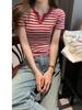 Полосатая футболка с цветовыми блоками Spicy Girl, с коротким рукавом, Летняя коллекция 2026, Женский универсальный топ, стройнящий