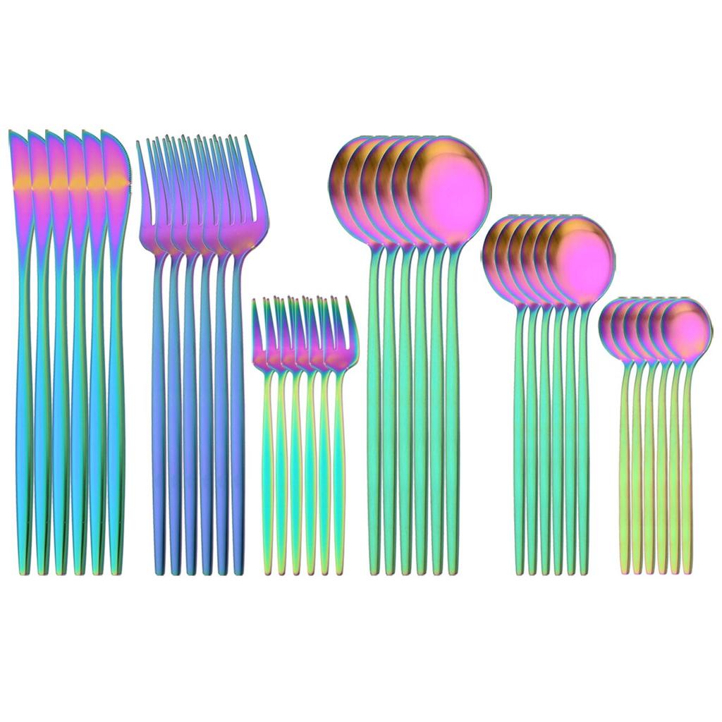 36 шт. Золотая посуда из нержавеющей стали, посуда, набор столовых приборов в западном стиле, ножи, вилка для торта, чайная ложка, столовые приборы, кухонное серебро