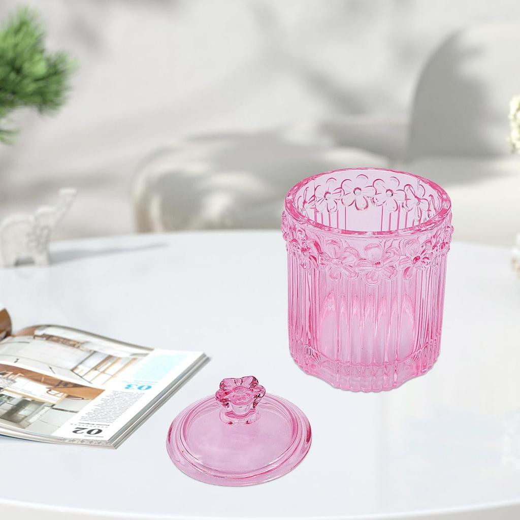 Набор из 2 стеклянных контейнеров для ватных палочек с крышками, Хрустально-прозрачные аптекарские банки для ватных шариков, палочек, зубной нити, конфет и косметических дисков, Ванная комната, туалетный столик