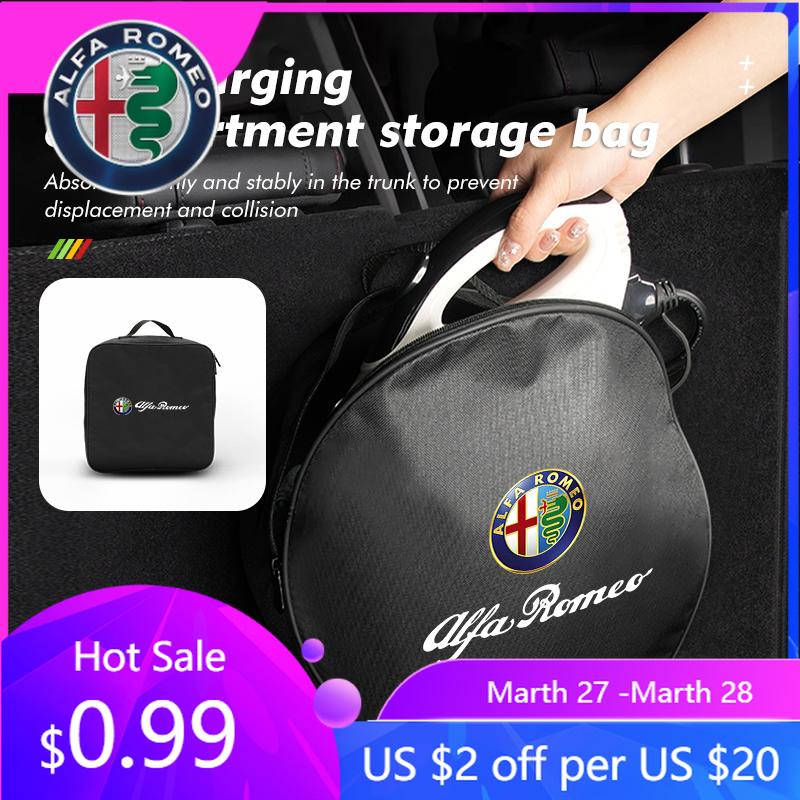 For Alfa Romeo Car Logo Electric Vehicle Charging Cable Bag Storage Bags Protective Bags For Alfa Romeo Giulietta 940 2010-2014