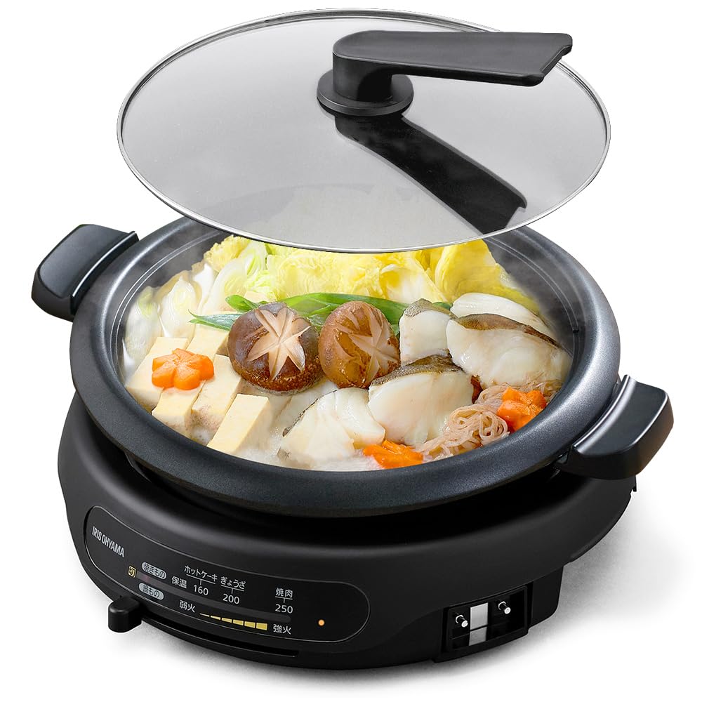 Iris Ohyama горячий электрический гриль 1 шт. Глубокое сохранение тепла Высокий жар для черной плиты, кастрюли, кастрюли, типа, кастрюли, ~ прибл.. 250℃, Гарантировано, Мощность, 1300 Вт,