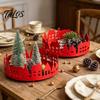 Рождественский centerpiece для стола 2 шт. Поднос-домик, Декоративный металлический поднос для столешницы с дизайном зимней вечеринки и дерева, Органайзер для рабочего стола