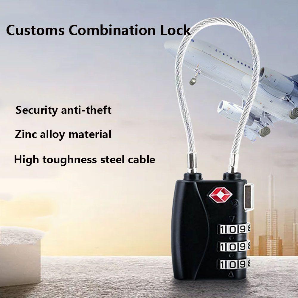 Luggage Lock TSA Customs Lock Padlock with Steel Cable Customs Code Lock Smart Combination Lock