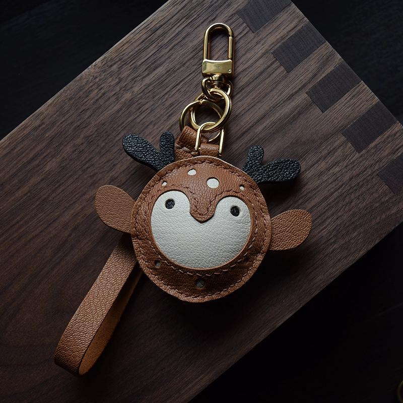 Original Design/Lulu Ping An Handmade Leather Car Key Bag Rearview Mirror Pendant, Women's Gift Keychain