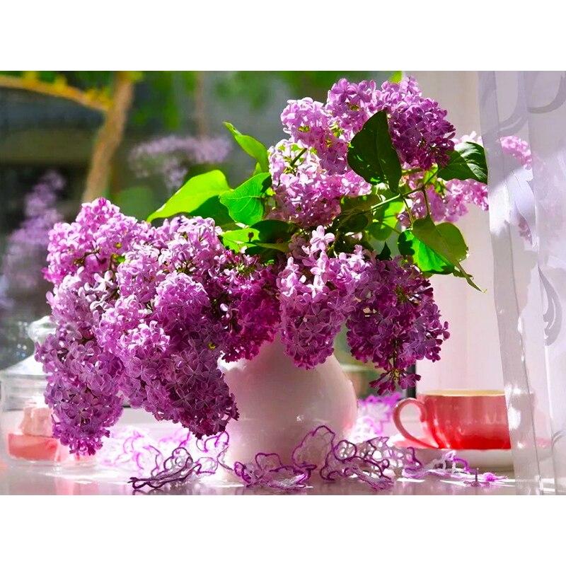 Полный 5D алмазная живопись красивые фиолетовые цветы DIY Алмазная вышивка Алмазная мозаика наборы крестиков домашний декор подарок