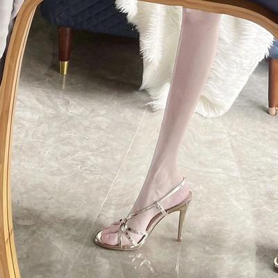 Женские босоножки новые золотые босоножки на высоком каблуке с открытым носком с ремешком на щиколотке шпилька с юбкой высокий каблук