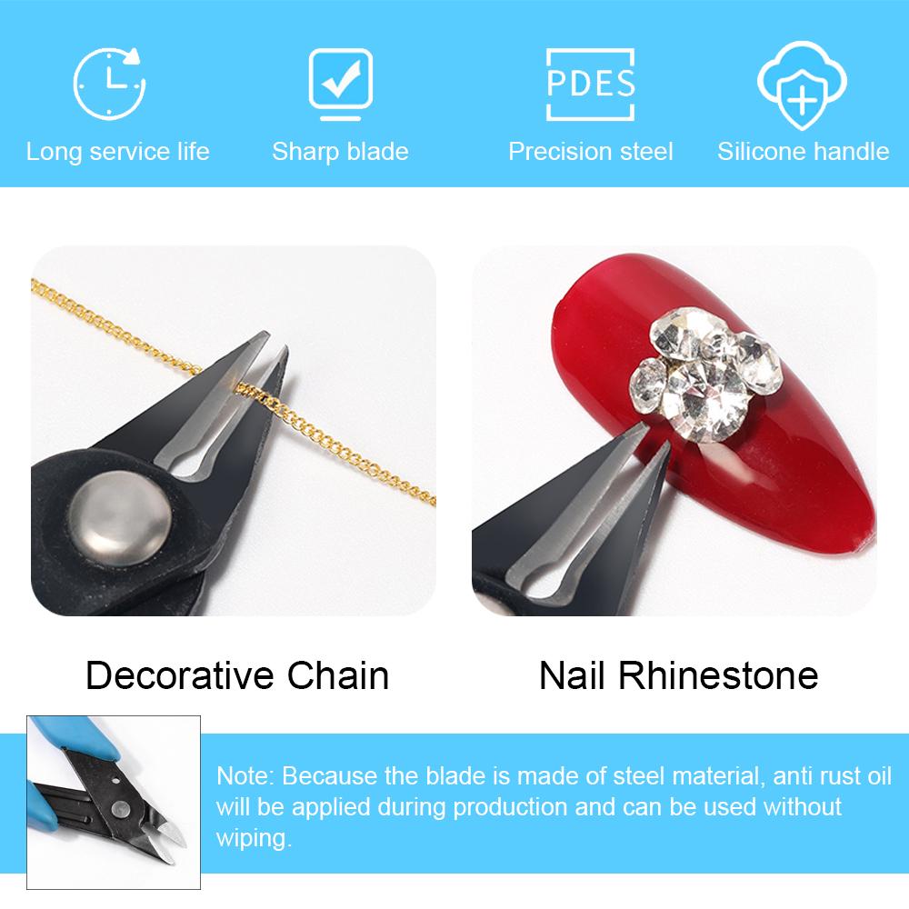 Аксессуары для ногтей, плоскогубцы для удаления, горный хрусталь, драгоценный камень, металлическая цепочка, профессиональный инструмент для резки, ножницы для ногтей из нержавеющей стали, кусачки для дизайна ногтей