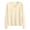 Women's Fashion Loose Knit Sweater Bottom Shirt V-Neck Pullover Long Sleeve Solid Color Top