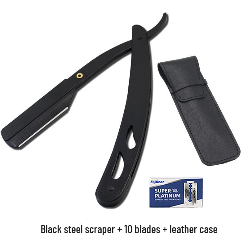 Old-Fashioned Beard Razor Set with Stand - Manual Shaving Blade for Barbershop or Home Use