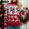 Осень-зима рождественская женская рождественская жаккардовая водолазка с длинными рукавами и принтом лося