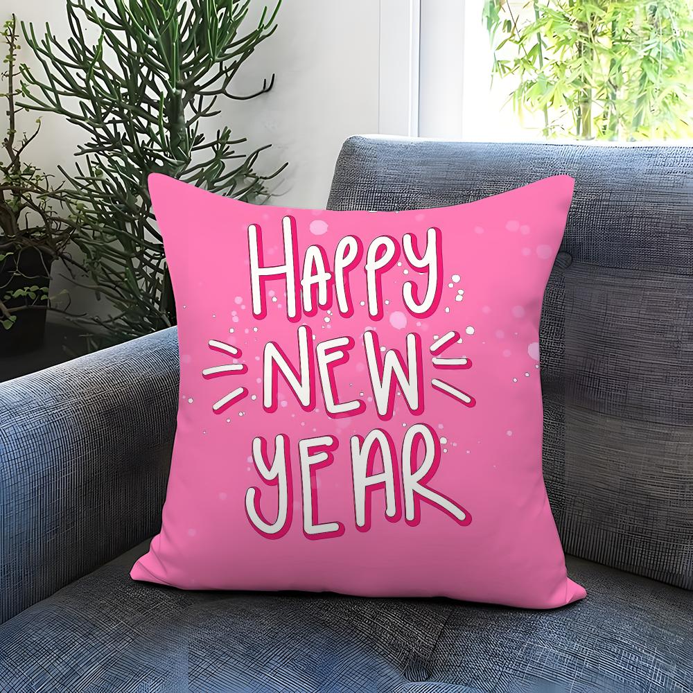 Holiday New Years Day Cushion Cover Comfortable Reversible Pillow Cover Ideal for Car Sofa Bedroom Beyond