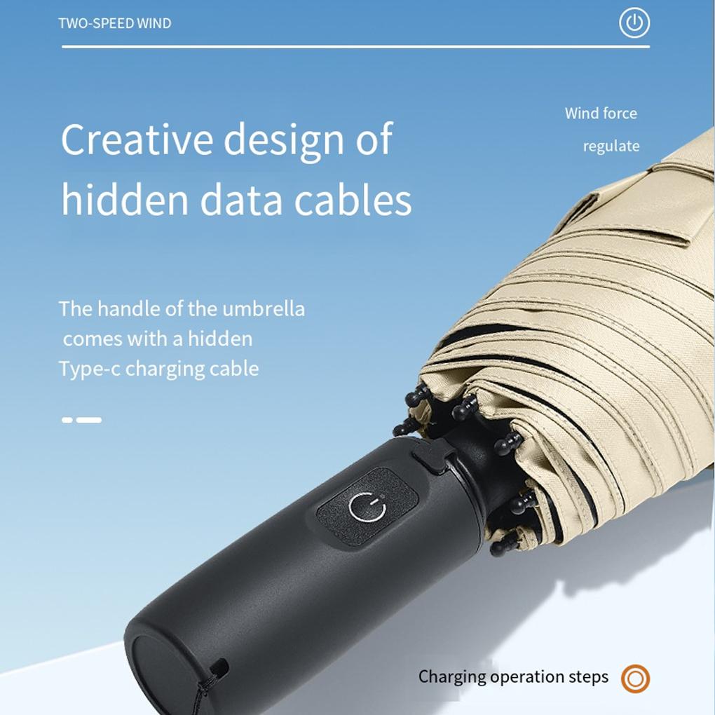 Прочный анти-ультрафиолетовый зонт от солнца с электрическим вентилятором и дождезащитной функцией, двухскоростная регулировка ветра, уличный зонт