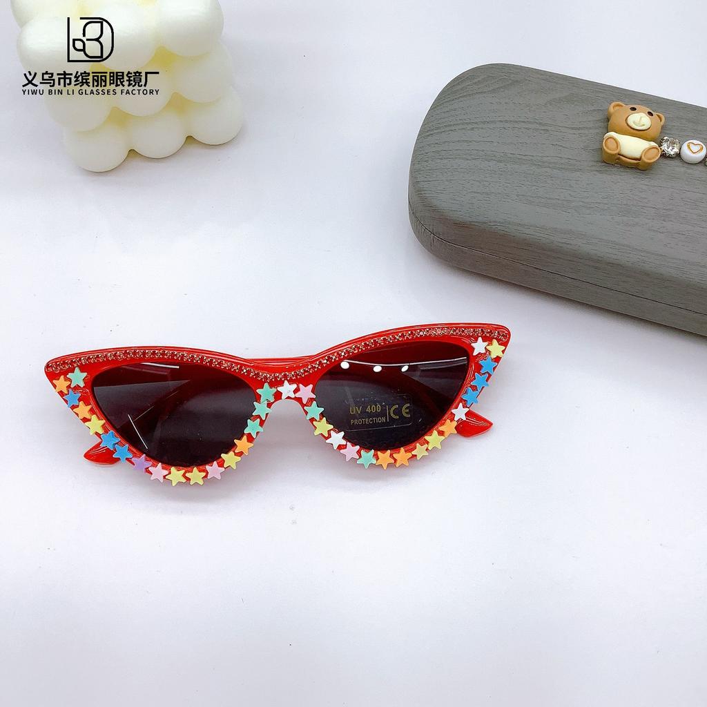 Модные персонализированные детские солнцезащитные очки солнцезащитные очки кошачий глаз Diy Star Chain моделирование солнцезащитный крем солнцезащитные очки Tide