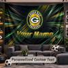 Wall Hanging Tapestry Custom NameGreen Bay Packers Pattern Personalized Printed Fabric Wall Decor