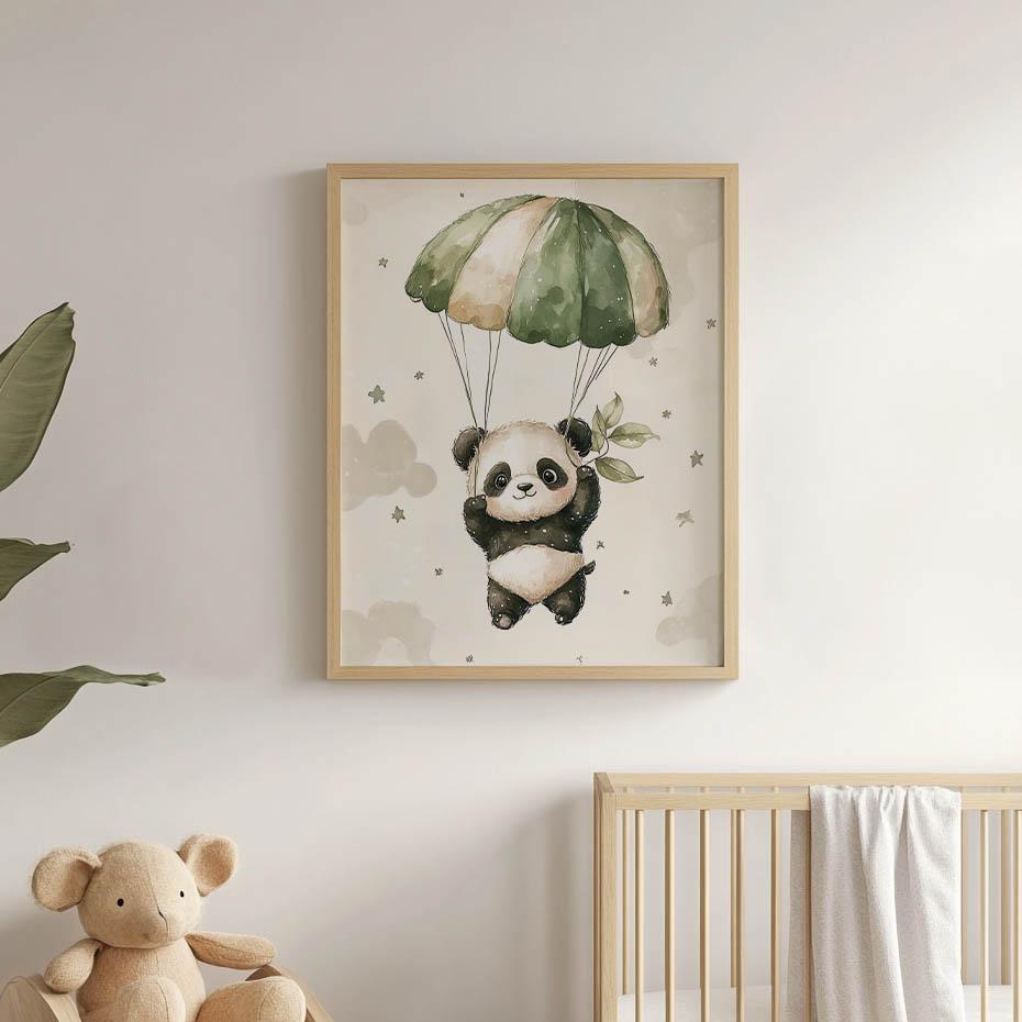 Plakat Panda Na Spadochronie - Bezkresne Niebo Plakat Panda Na Spadochronie - Bezkresne Niebo, 30X40 Cm, Rama Aluminiowa Złota, Papier Matowy 230 Gsm
