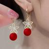 Fashion Vintage Mermaid Pearl Flower Hoop Earrings for Women Elegant Shiny Zircon Drop Dangle Earring Wedding Jewelry Gifts
