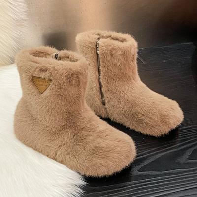 Меховые балетки женские ботильоны брендовые замшевые теплые плюшевые хлопковые туфли дизайнерские зимние новые трендовые нескользящие удобные ботинки для ходьбы женские