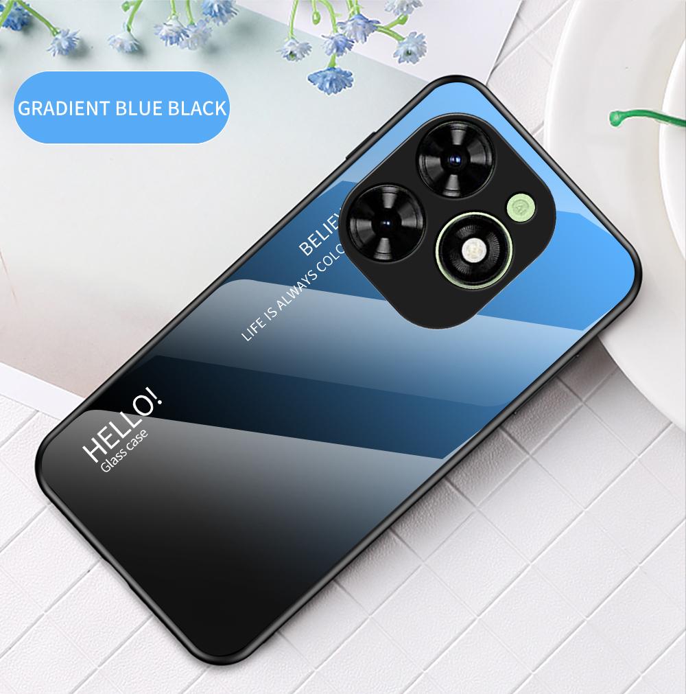 For Infinix Hot 40i Hot40i Case Gradient Aurora Tempered Glass Soft Frame Back Cover Phone Case