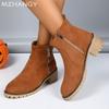 Женские замшевые ботильоны на среднем каблуке, дизайнерская обувь, массивные женские туфли 2024 года, модные короткие ботинки «Челси», зимние туфли-лодочки, новые женские ботинки