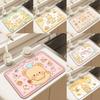 Kawaii Butter Bear Design Diatomite Rubber Kitchen Mat Absorbent Non Slip Dish Drying Pad for Coffee Machine Tea Cup Home Decor