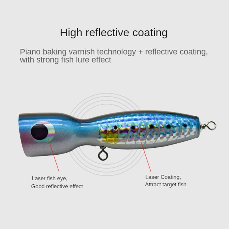 HOWELL 175mm 6.9in 120g Popper Lure Wood Floating Popping Stick Baits for Bass Saltwater Fish Lake Position ABS Material