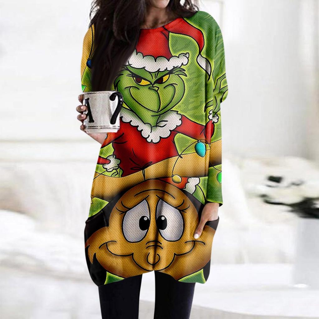 Женская футболка и весенне-осенние топы с круглым вырезом, длинными рукавами и карманным принтом стандартного кроя