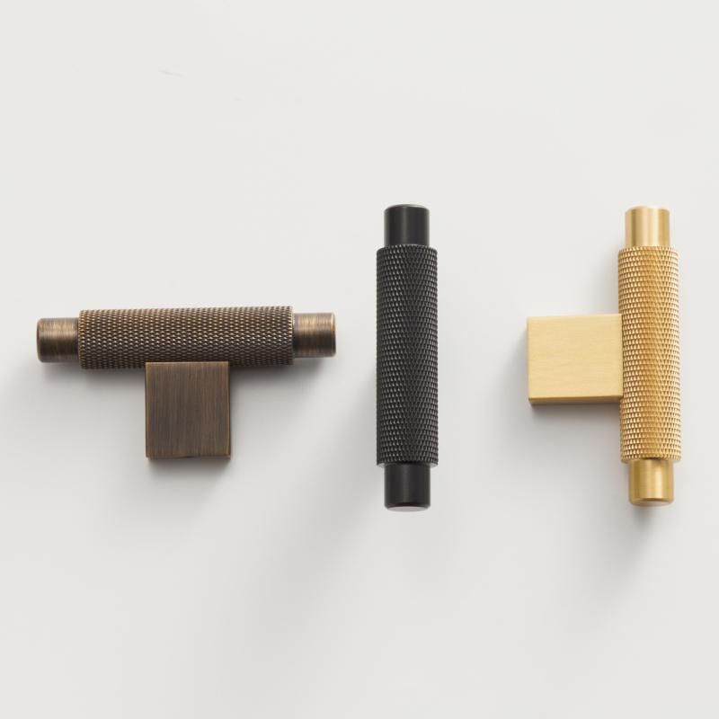 Solid Brass Knurling Antique Brass Cross Pattern Cabinet Knob Cupboards T-bar Furniture Refrigerator Door Kitchen Pull