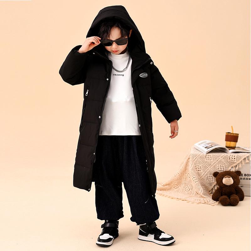 Детские пуховики для мальчиков и девочек зимние средней длины утепленные детские стильные пальто для родителей и детей