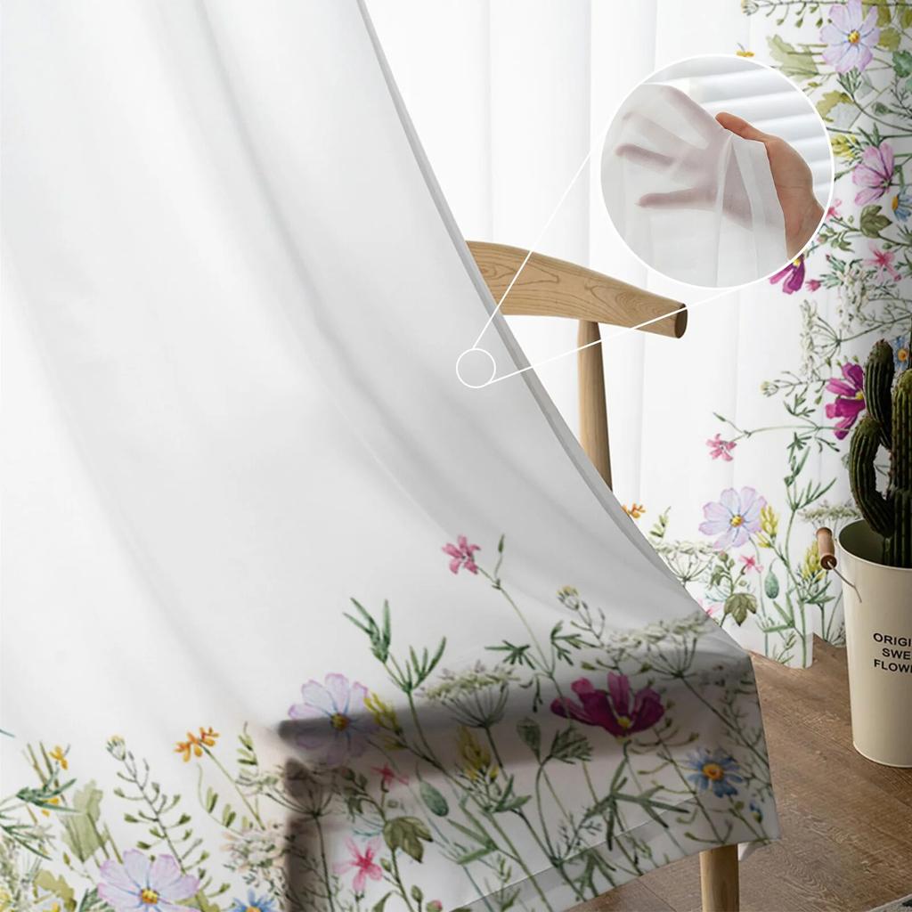 Ферма полевые цветы растение цветок прозрачные шторы для гостиной спальни украшения шифоновая тюль вуаль кухонная оконная занавеска