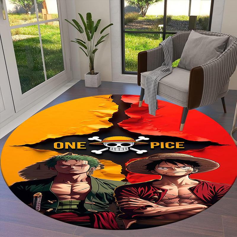 Ковер круглый коврик для пола из аниме One Piece для гостиной, спальни, дивана, игровой комнаты, нескользящий коврик