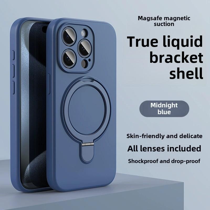 Чехол-подставка с магнитным кольцом из жидкого силикона для Magsafe IPhone 17 Air 16 15 14 13 12 Pro Max Plus 17Pro Mag Safe Чехол для телефона