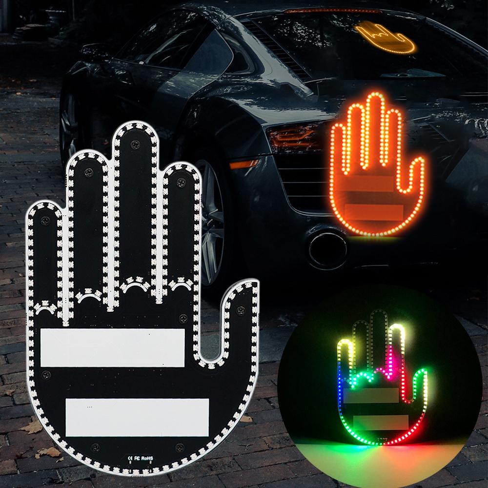 Car LED Finger Gesture Light for Rear Window LED Fun Interactive Gestures Palm Light Decoration