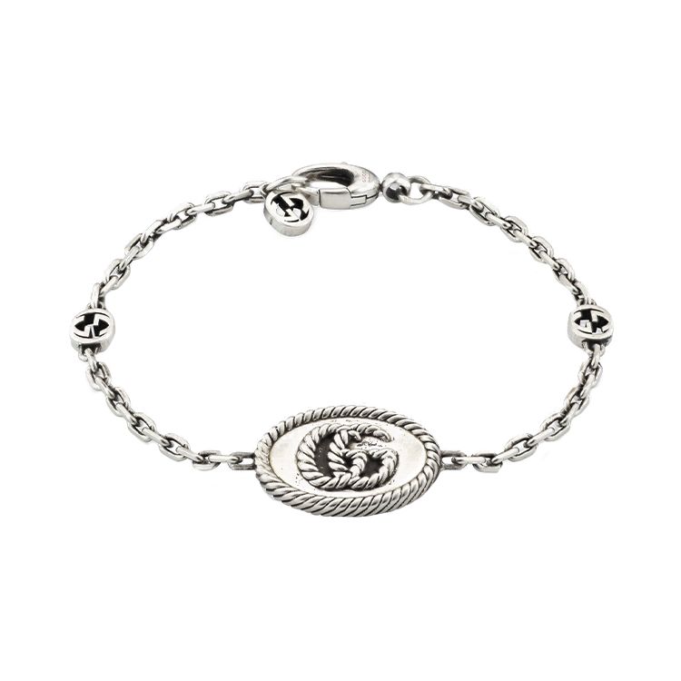 Gucci Double G Vintage Style Matte 925 Silver Bracelet Women bracelet 627749-J8400-0701