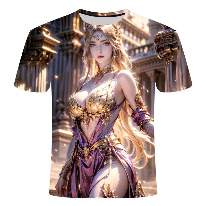 Футболка в летнем стиле с принтом «Богиня случайных разговоров» с 3D-принтом для молодых мужчин и женщин больших размеров, с короткими рукавами, тонкий дышащий топ