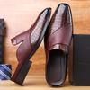Big Size Fashion Casual No Heel Half Slippers for Men Summer Autumn New Designer Leather Shoes Male Solid Color Mules Man