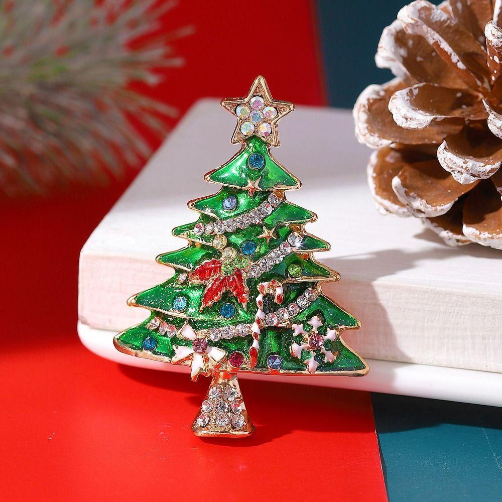 Set with Diamonds Colorful Christmas Pins Enamel Brooch Pin Gifts Christmas Tree Brooches